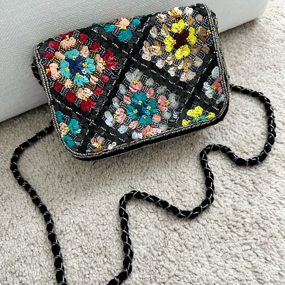 Anthropologie Sequin Embellished Crossbody Bag